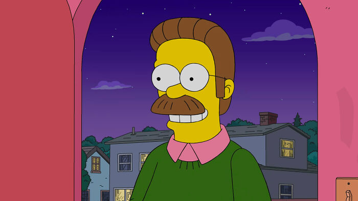 Flanders standing and smiling from Simpsons