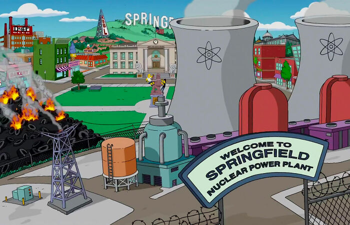 Simpsons intro with Spingfield nuclear power plant