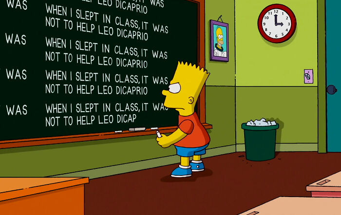 Bart writing on a chalkboard