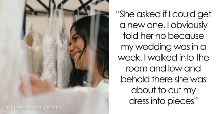 Woman Catches Jealous Sister About To Cut Her Wedding Dress, Bans Her From The Wedding
