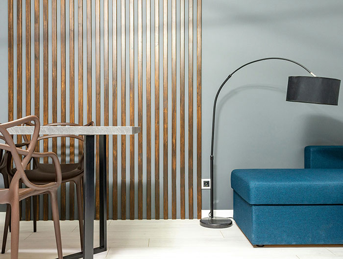 Modern dining room interior with furniture and floor lamp Modern dining room interior with furniture and floor lamp