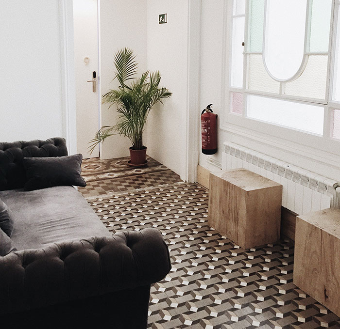 Wooden accents in spacious living room Wooden accents in spacious living room