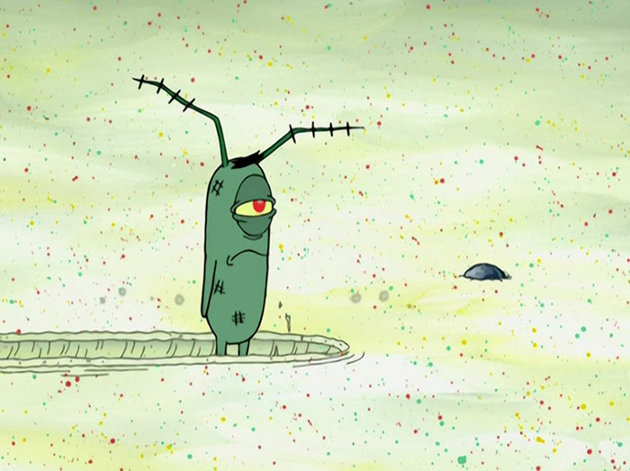 Tired and beat up Plankton 