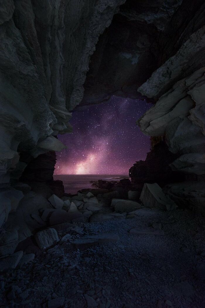 Milky Way At The End Of A Tunnel. Australia