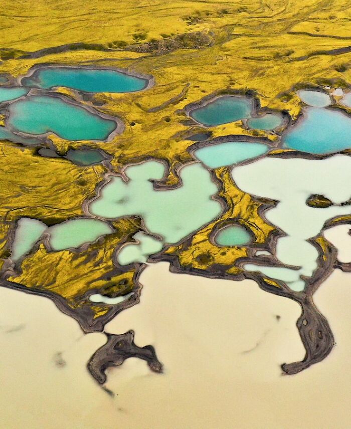 This Is An Area Of So Called Kettle Ponds Creating An Abstract Looking Landscape In Iceland