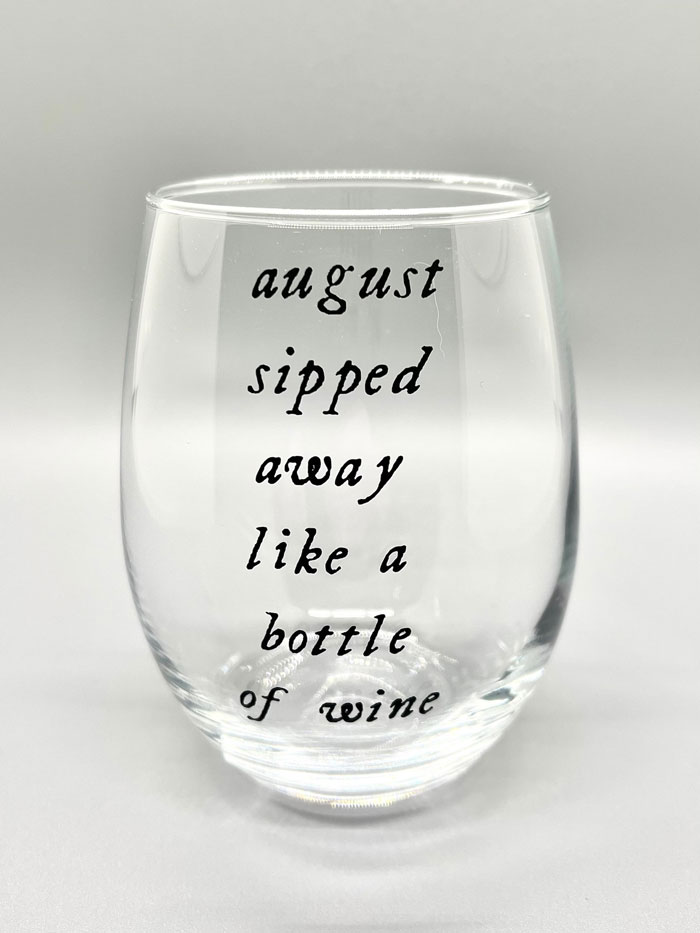"Folklore" Lyric Wine Glass: Personalized with your favorite Taylor lyrics, that's sure to impress any Swiftie and add a little sparkle to your evening wine-down sessions.