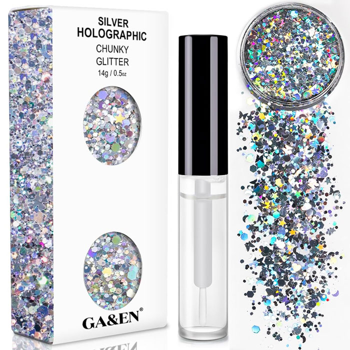 Silver Holographic Chunky Cosmetic Glitter: Gift your Swiftie bestie the chance to shine bright at the next Taylor Swift concert.