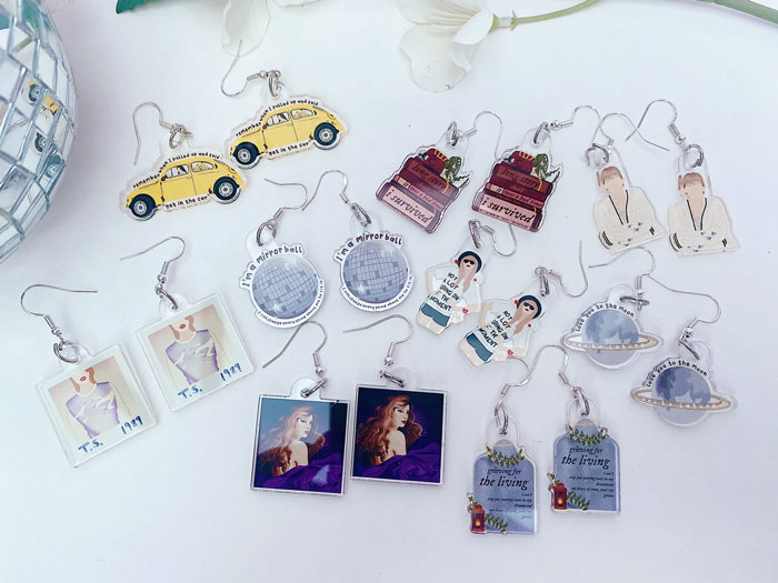 Taylor Inspired Earrings: A delightful gift for Swiftie friends who love a blend of music and fashion.