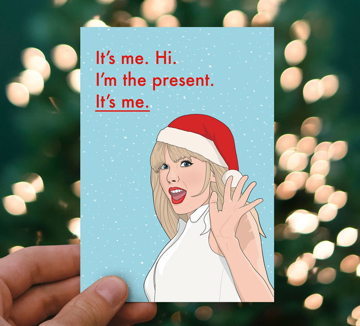 Taylor Swift Christmas Card: The perfect holiday greeting to impress your Swiftie friend, bringing all the festive joy with a playful reference from Tay Tay’s song.