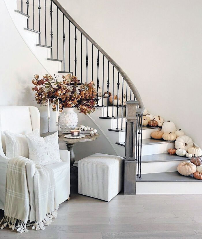 Don't Worry, We Haven't Forgotten About Thanksgiving. Faux Pumpkins And Fall Florals Come In Handy For Decor To Last All Season