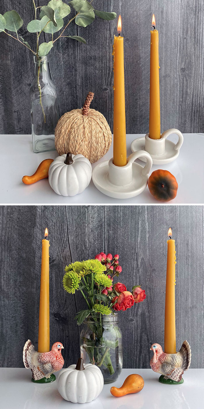 Thanksgiving Tapers 2 Ways. Modern, And Vintage