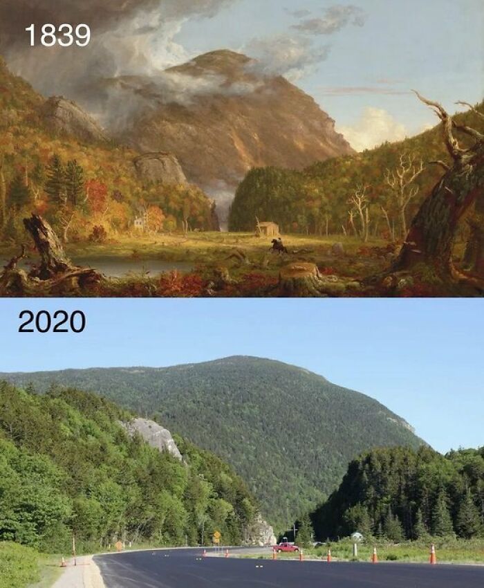 Crawford Notch In New Hampshire, As Depicted In 1839 vs. Now