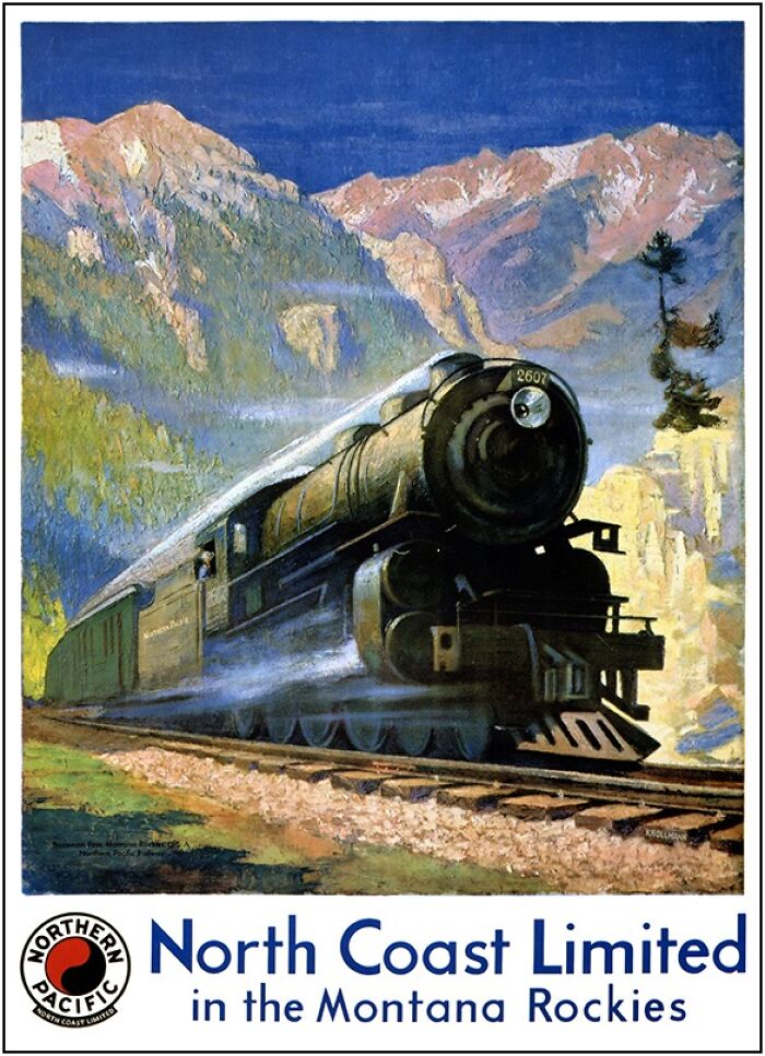 Vintage Travel Poster "North Coast Limited In The Montana Rockies" By Gustav Wilhelm Krollmann (1888-1962). Published In 1929 In The USA