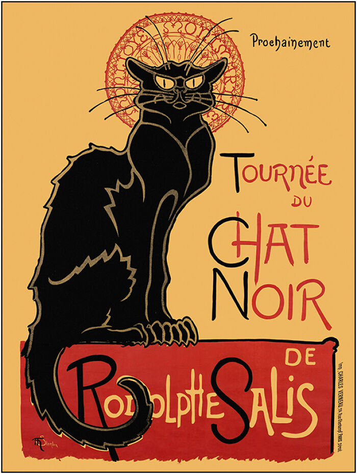 Vintage Advertising Poster "Prochainement, Tournée Du Chat Noir De Rodolphe Salis" By Théophile Alexandre Steinlen (1859-1923). Poster Published In 1896 In France