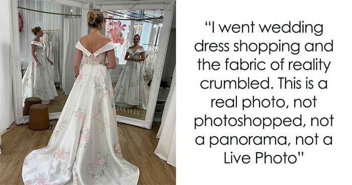 A Woman’s Wedding Dress Shopping Goes Viral As People Notice Something Is Off With Her Photo
