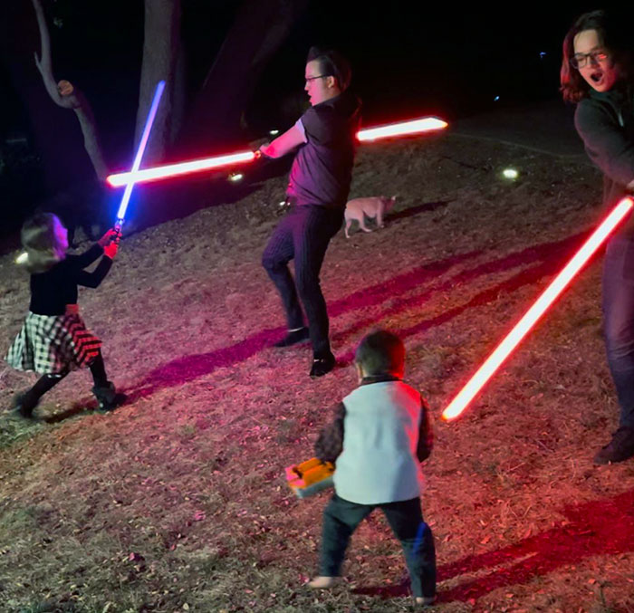 The Family Decided To Pull Out The Lightsabers On Thanksgiving