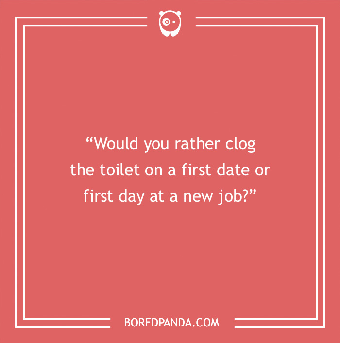 "Would you rather question on red background for game night fun."