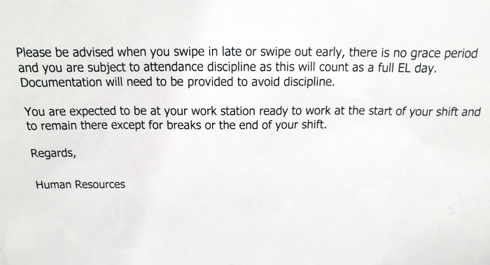 Being Even A Minute Late Counts As A Full Day Missed