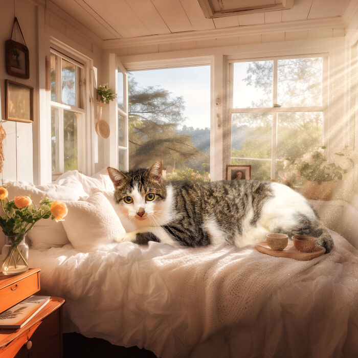 I Photographed Cats In Need Of Their Forever Home, And Created A Home For Them In The Images