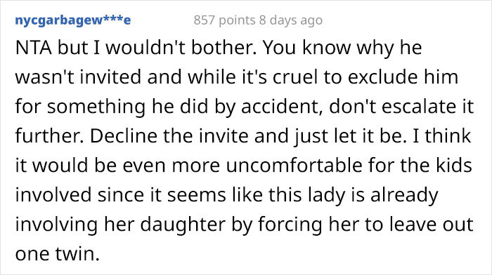 Mom Contemplates Confronting Woman Who Invited Only One Of Her Twins To Her Daughter’s Birthday