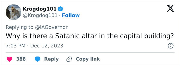 “Sick And Disgusting”: People React To Satanic Altar Put Up At Iowa State Capitol “Sick And Disgusting”: People React To Satanic Altar Put Up At Iowa State Capitol