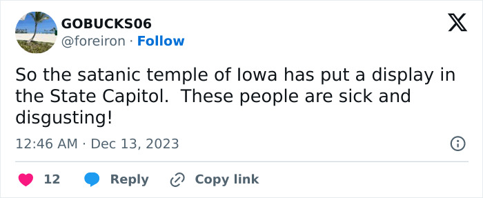 “Sick And Disgusting”: People React To Satanic Altar Put Up At Iowa State Capitol “Sick And Disgusting”: People React To Satanic Altar Put Up At Iowa State Capitol