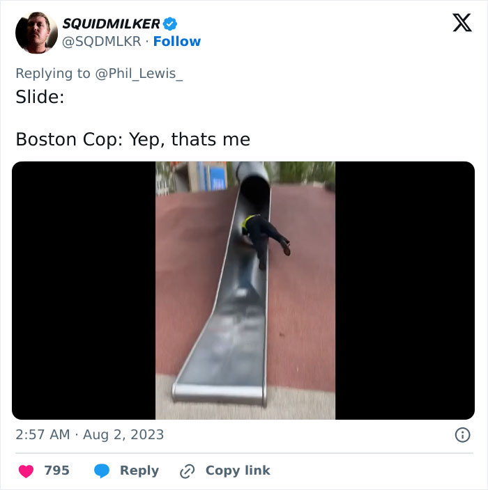 Video Of A Cop Falling On A Slide In Boston Turned Out To Be Very Funny And Produced A Lot Of Memes