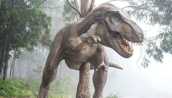 Dinosaur in a misty forest, representing the concept of a "longevity bottleneck" affecting human lifespan. Dinosaur in a misty forest, representing the concept of a "longevity bottleneck" affecting human lifespan.