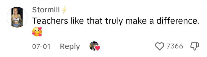 Comment appreciating teachers' meaningful notes, shown with heart emojis and high engagement. Comment appreciating teachers' meaningful notes, shown with heart emojis and high engagement.