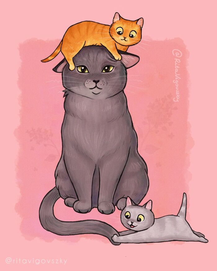 This Artist's Cat Illustrations Are Perfectly Feline (28 New Pics)
