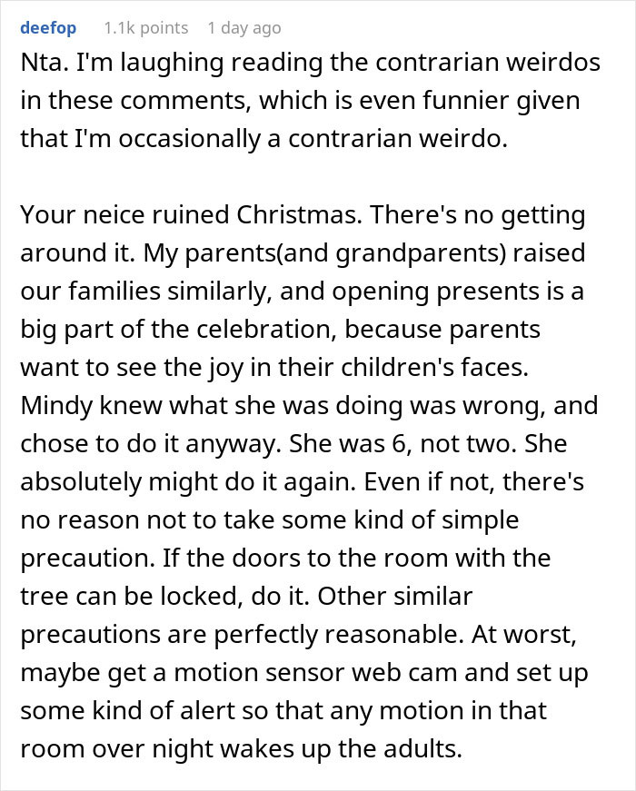 “AITA For Suggesting We Lock Up The Christmas Presents After What My Niece Did Last Year?”