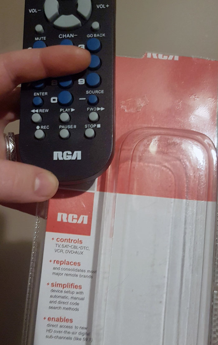 My Husband Bought What He Thought Was An RCA Universal Remote At A Bargain Shop. He Couldn't Figure Out Why It Wouldn't Work Until He Noticed The Remote Was RGA Brand