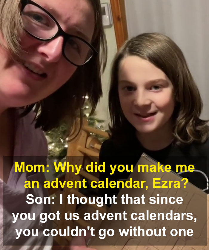 10-Year-Old Boy Makes His Mom Lovely Advent Calendar Out Of An Old Pizza Box