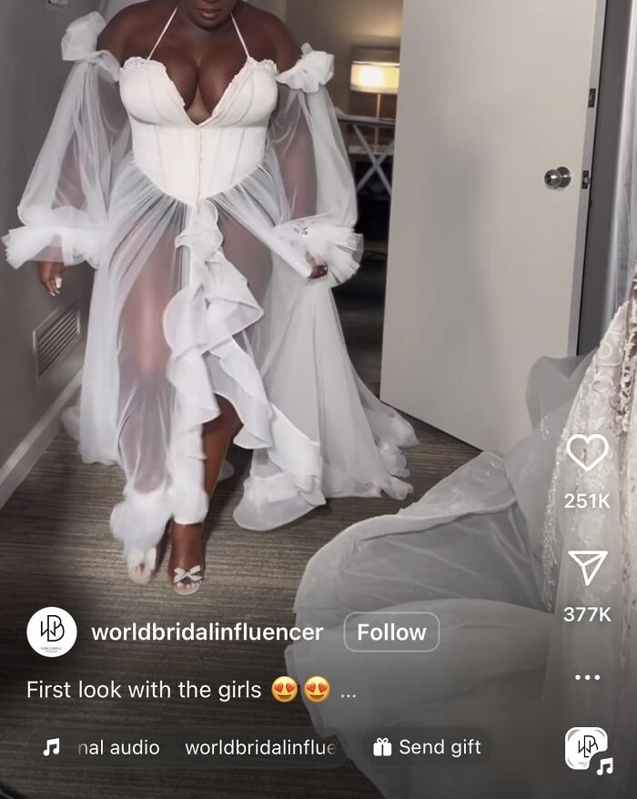 She Was Doing A First Look With Her Bridesmaids. It Looks More Like Lingerie Than A Wedding Dress