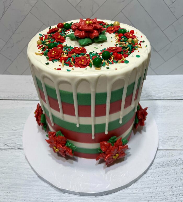 Christmas Cake I Made For A Holiday Baking Competition At My Office