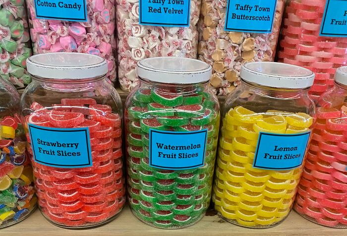 The Way These Candies Are Stacked In Jars