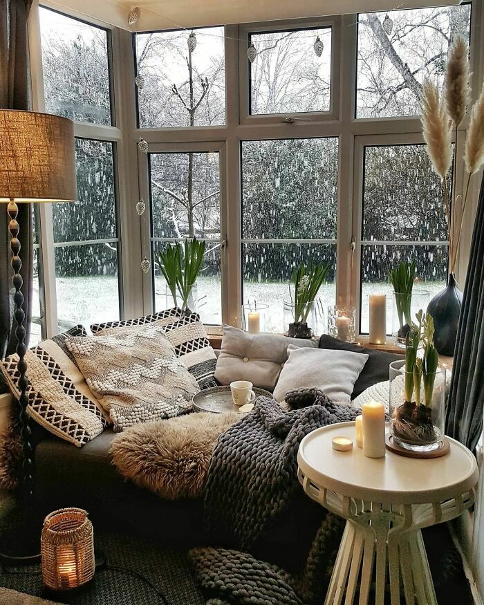 Winter Views From A Bay Window Nook, England