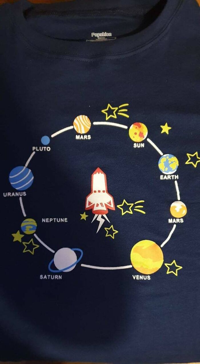 My Nephews New T-Shirt With A Newly Designed Solar System
