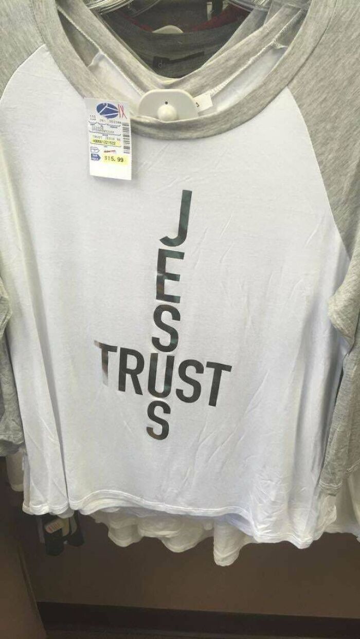 Christian Shirt Where The Words Form An Upside-Down Cross
