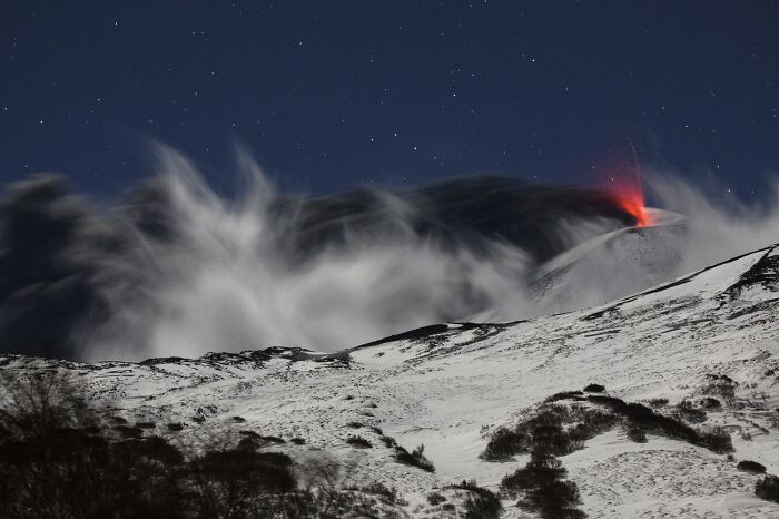 The Beauty Of Nature, 3rd Classified: Etna Night Scape Moving By Dario Lo Scavo