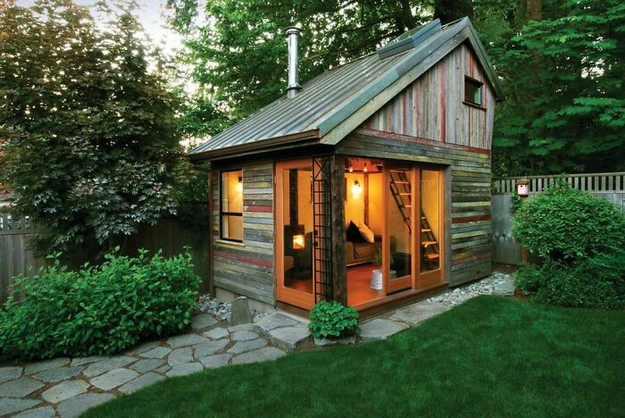 Small shed in a small backyard 