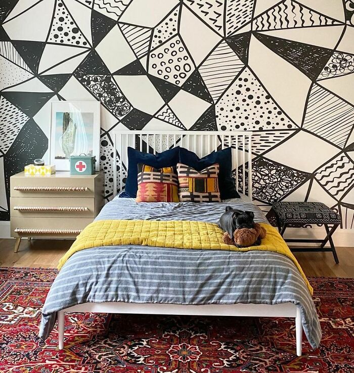 We’re All About A Funky Feature Wall, Especially A Black And White Mural That Is Bound To Go With Any Decor