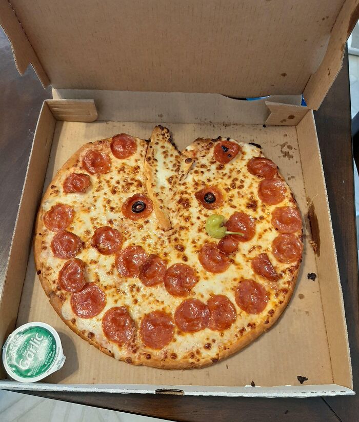 When Your Santa Gives You The Gift Of Pizza As Part Of Your Trick Or Treat Exchange. This Is The Best Day Of All The Days