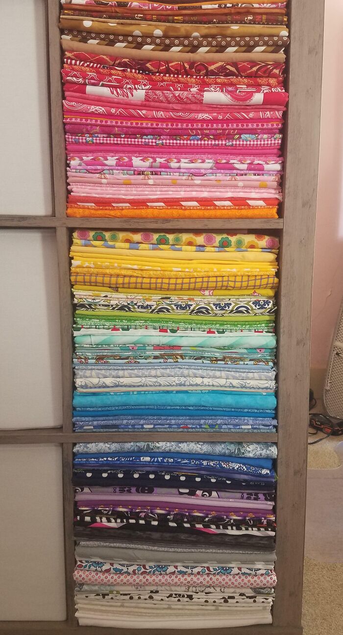 I Arranged My Fabric By Color And Re-Folded It All To Fit Perfectly Within Each Cube