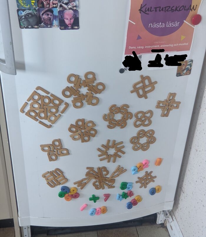 The Way The Fridge Magnets Are Organized After My Brother With Asperger's Syndrome Has Come To Visit
