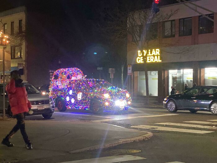 I Saw This Car Tonight In Cambridge. At Least Someone Is In The Christmas Spirit