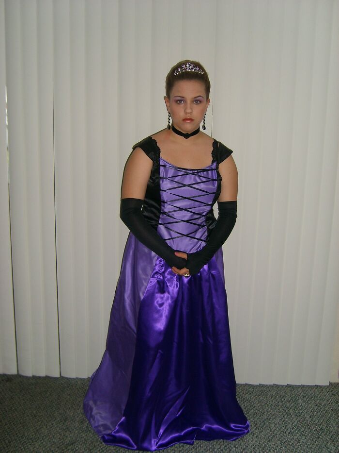 Are We Doing Goth Prom Photos? Here's Me In 2007. I Made The Dress Myself, As The Cheap Shiny Satin Does Suggest