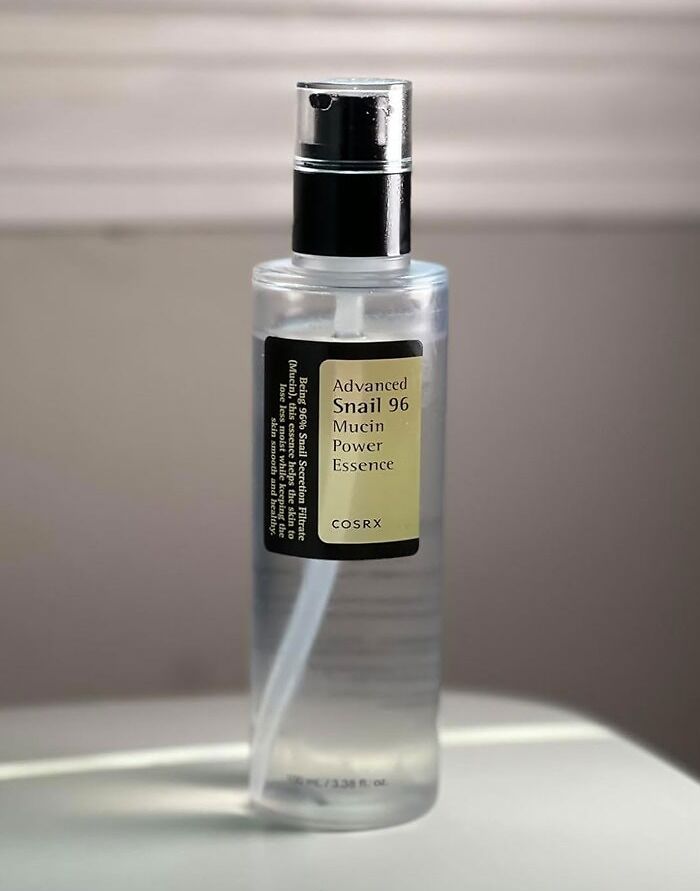 Cosrx Snail Mucin 96% Power Repairing Essence: That'll rejuvenate your skin from dryness and aging with its lightweight and effective formulation. Not only it glows up your skin, but it's also 100% natural, hypoallergenic, and cruelty-free. Who knew snail mucin was a secret to perfect skin?