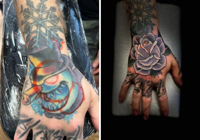 Cover Up Of This Hand Tattoo By Andrew Edlin In Spokane Wa