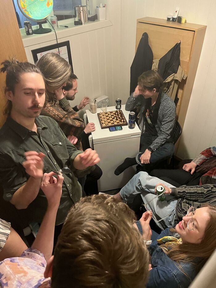 This Chess Match, Played On Top Of A Washing Machine, In The Middle Of A Party